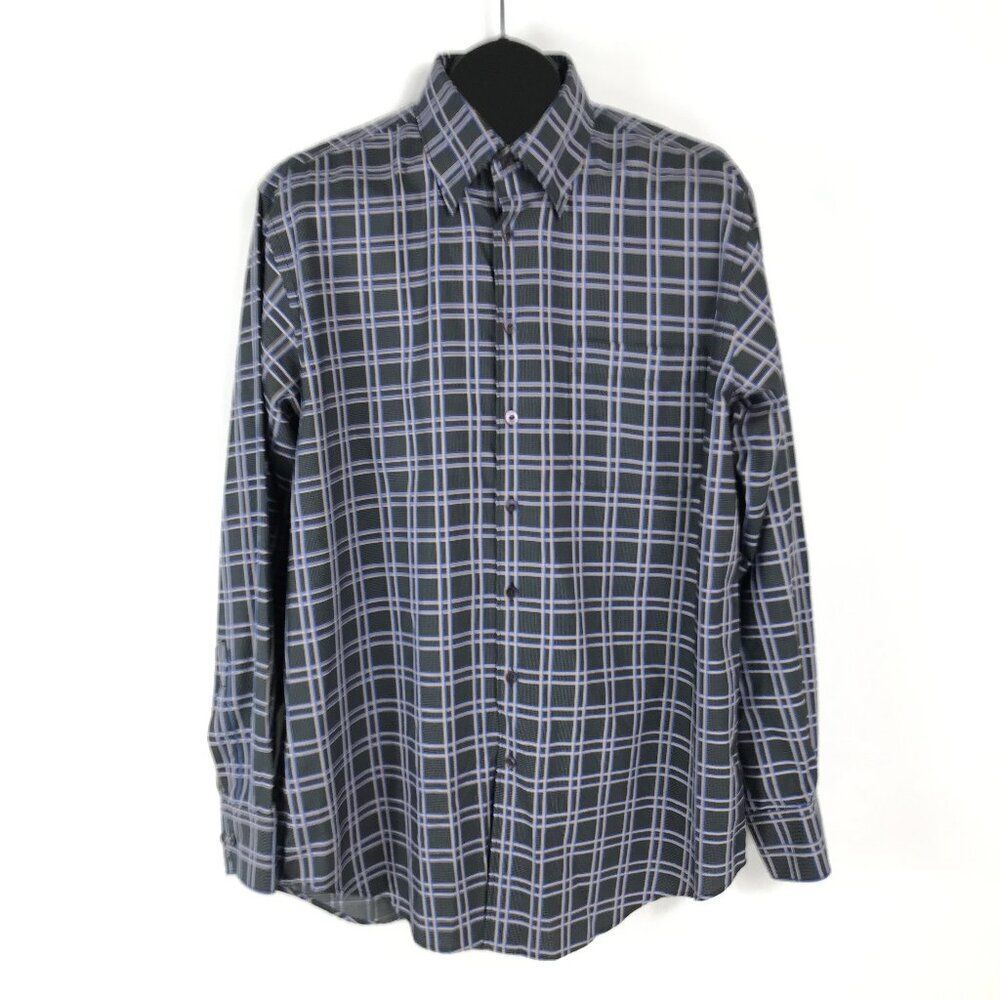 Scott Barber Long Sleeve Button Up Shirt Men's Large Plaid 100% Cotton Casual